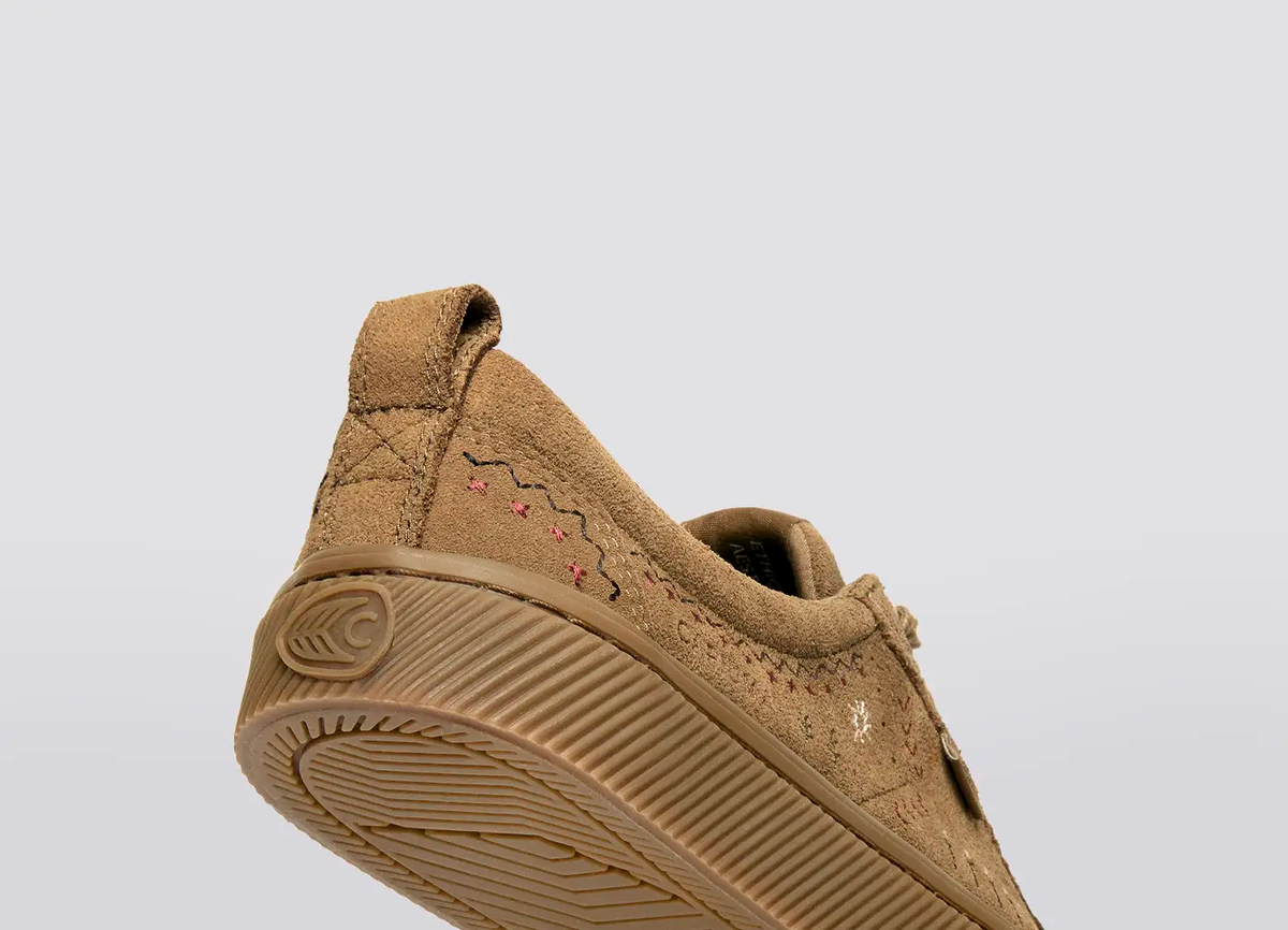 OCA Low All Camel Suede Embroidered Sneaker