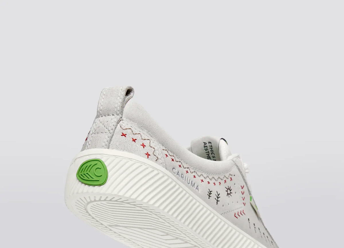 OCA Low Smoke White Suede Embroidered Sneaker