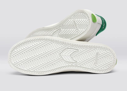 SALVAS White Leather Abundant Green Logo Sneaker