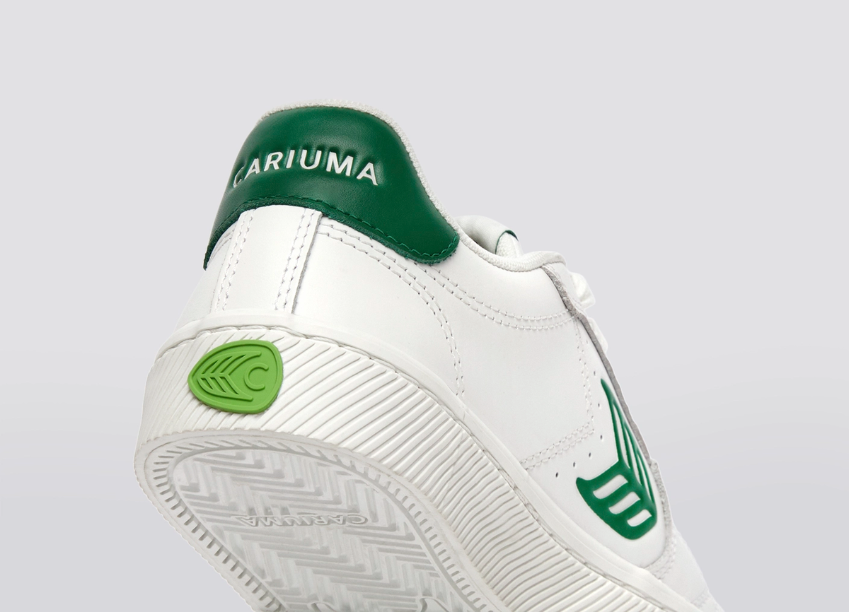 SALVAS White Leather Abundant Green Logo Sneaker